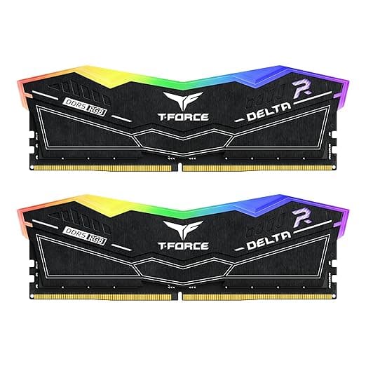 TEAMGROUP T-Force Delta RGB DDR5 96GB (2x48GB) 6800MHz PC5-54400 CL36 M-DIE Desktop Memory - Black (FF3D596G6800HC36DDC01)