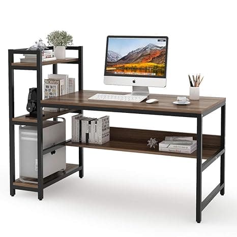 Tribesigns Computer Desk with 4-Tier Storage Shelves